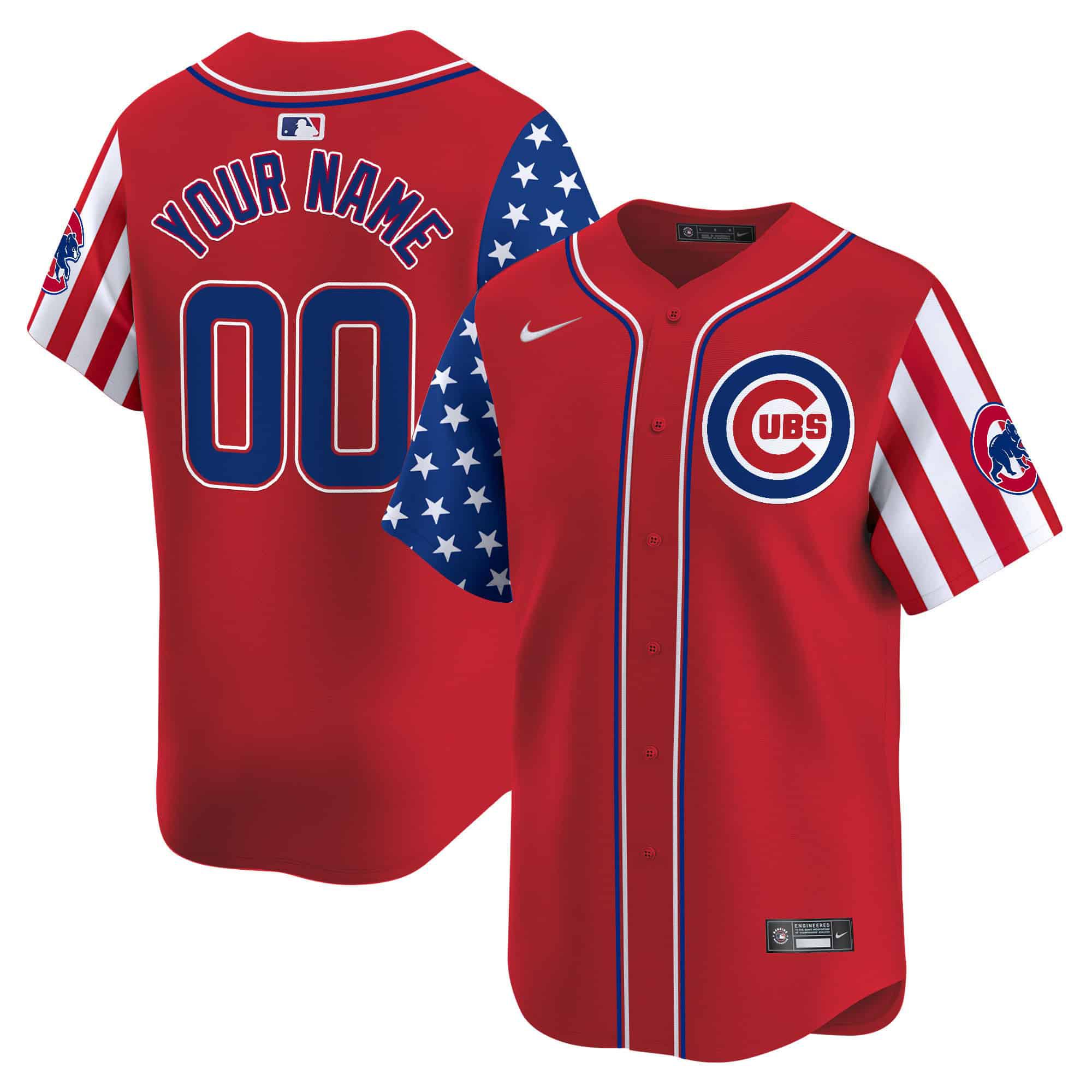 Men Chicago Cubs Red Nike 2024 Independence Day Vapor Premier Limited Custom MLB Jersey